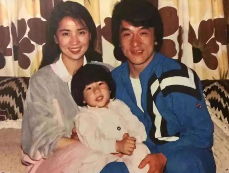 Jackie Chan with his son and wife