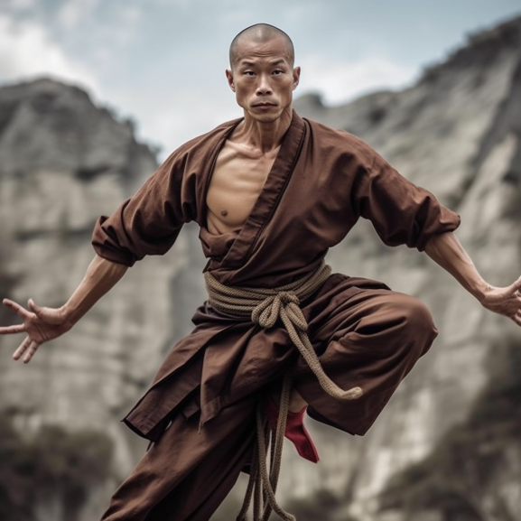 Shaolin Monk in Mountains