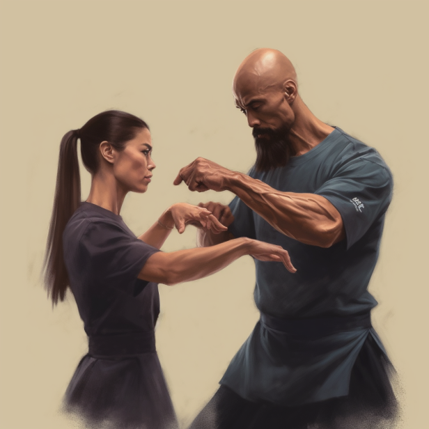 Woman and Man training Wing Chun